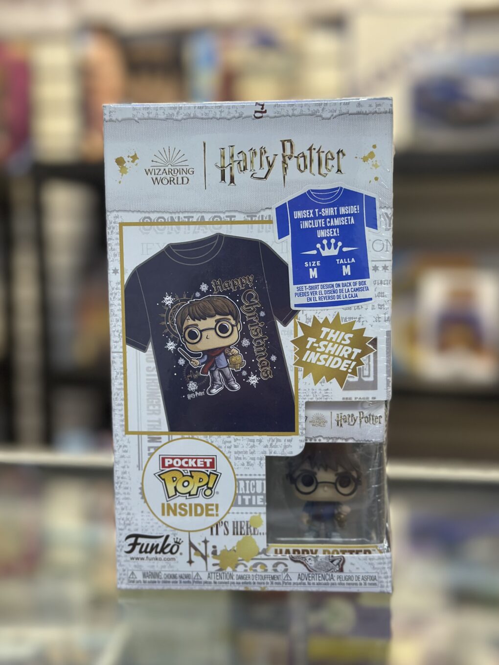 harry potter Funko Pop Keychain & Tee: Harry Potter - Playera Infantil Mediana con Llavero Harry Navidad