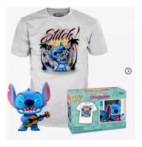 Funko Pop & Tee: Disney Lilo y Stitch - Stitch Ukelele Flocked con Playera 3XL
